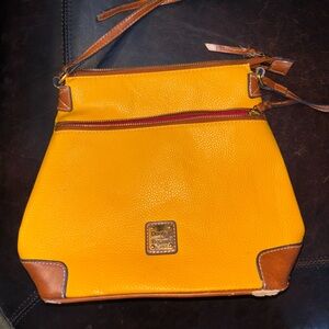 Dooney & Bourke Yellow Crossbody Bag with Brown Trim